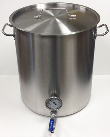 8 Gallon Mash & Boil Stainless Steel Kettle with Thermometer & Valve